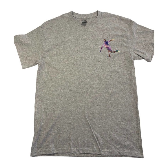 Disc Golf Shirt RAINBOW HOLOGRAPHIC Basket Logo Graphic T-Shirt M GREY - Picture 10 of 11